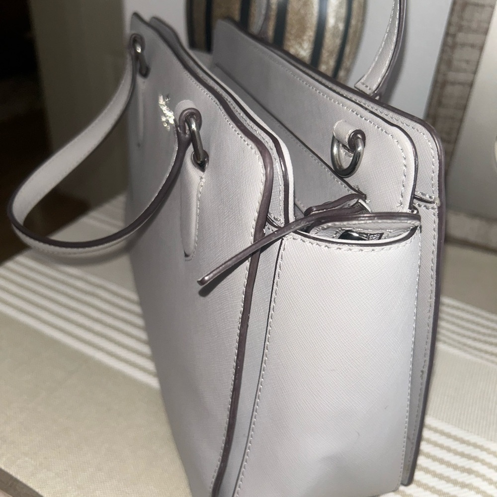 Kate Spade Light Gray Leather small/ medium tote - Picture 9 of 10